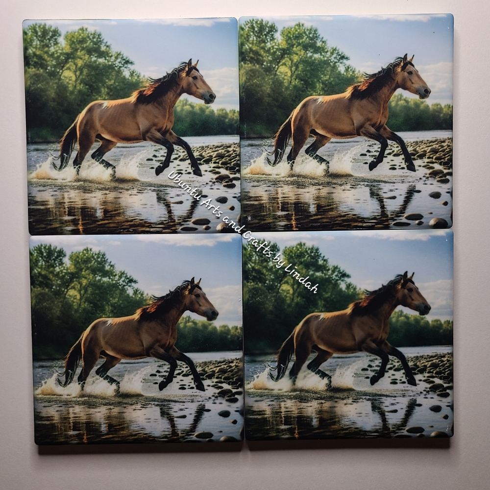 Horse Art Ceramic Coasters Set